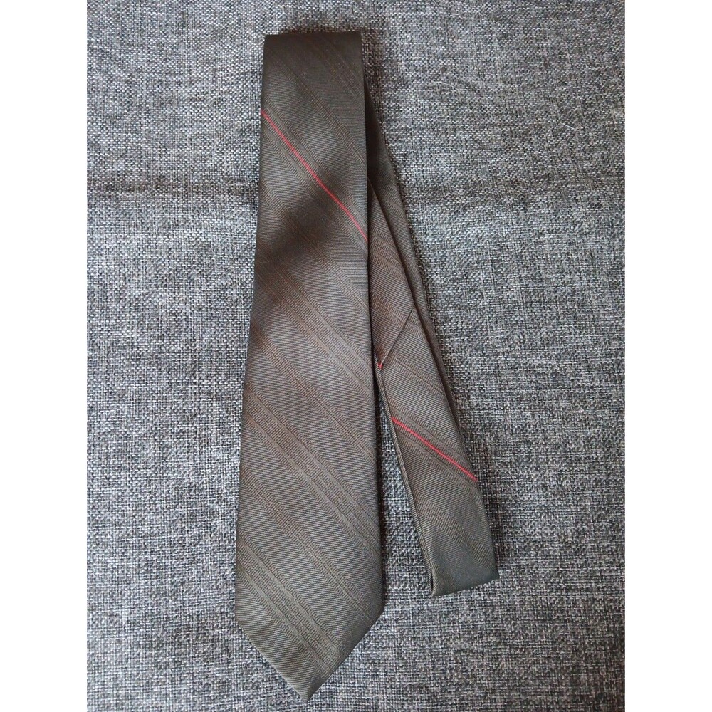Tie 70s 80s 90s Y2K Men Bill Haire Toupe Brown Red 3.25 Wide 58 Long